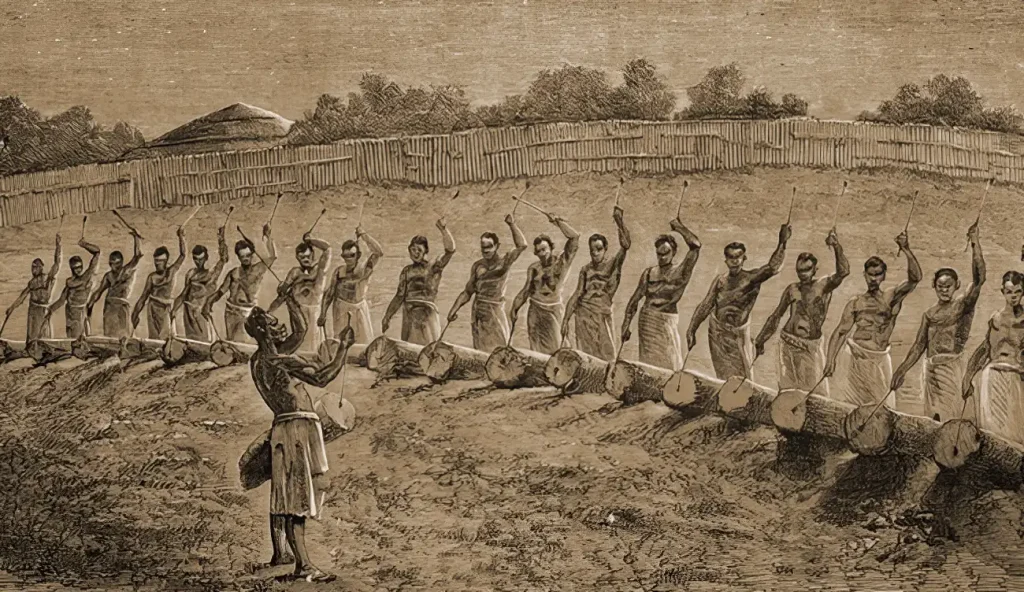 Djembe drummers - An old illustration