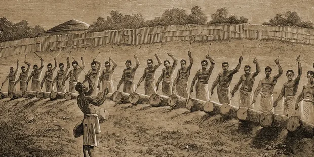 Djembe drummers - An old illustration