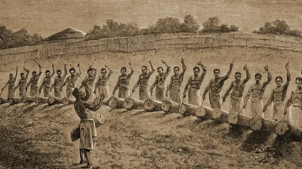 Djembe drummers - An old illustration